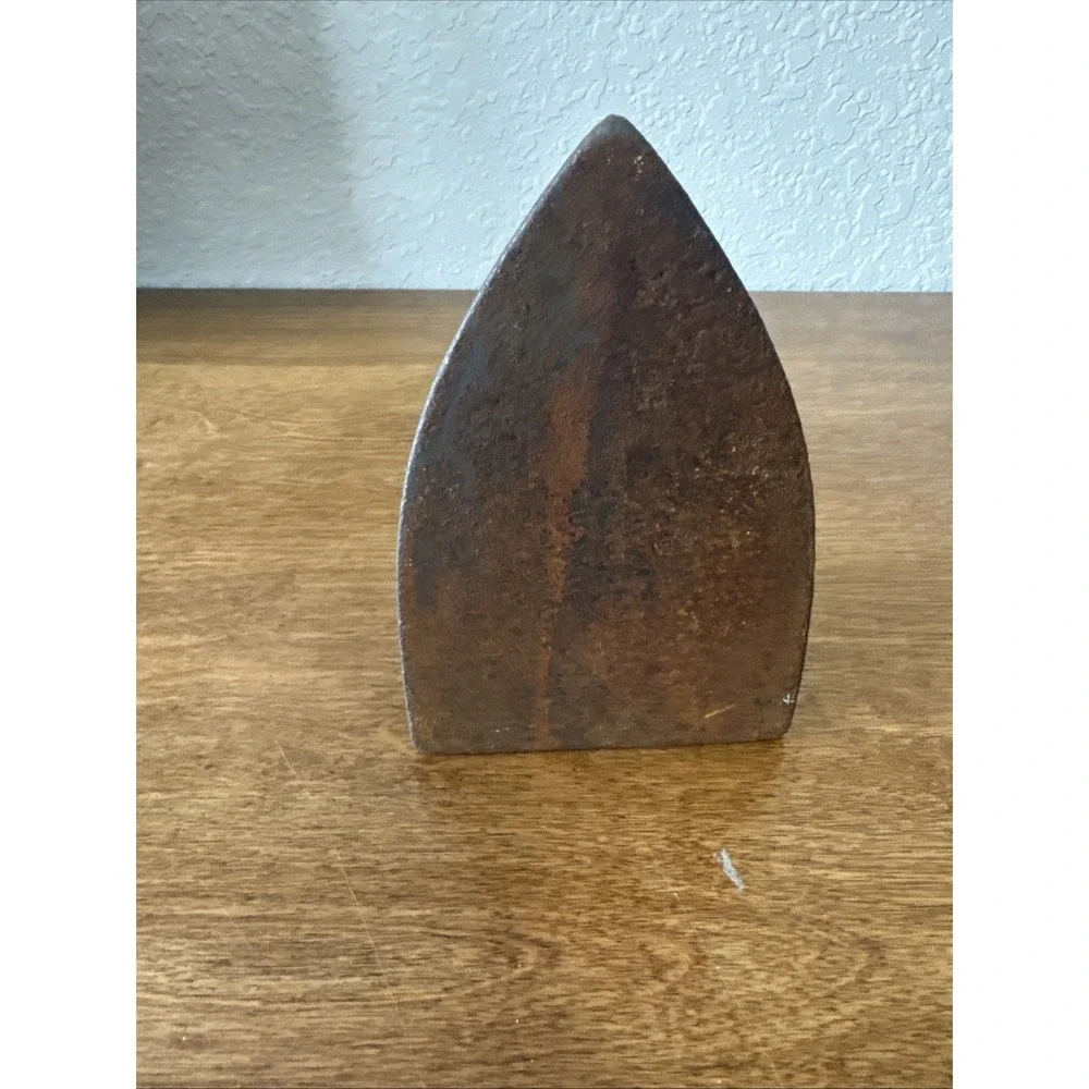 Vintage Cast Iron Sad Flat Iron Clothes Door Stop Rustic Vintage Farmhouse #7